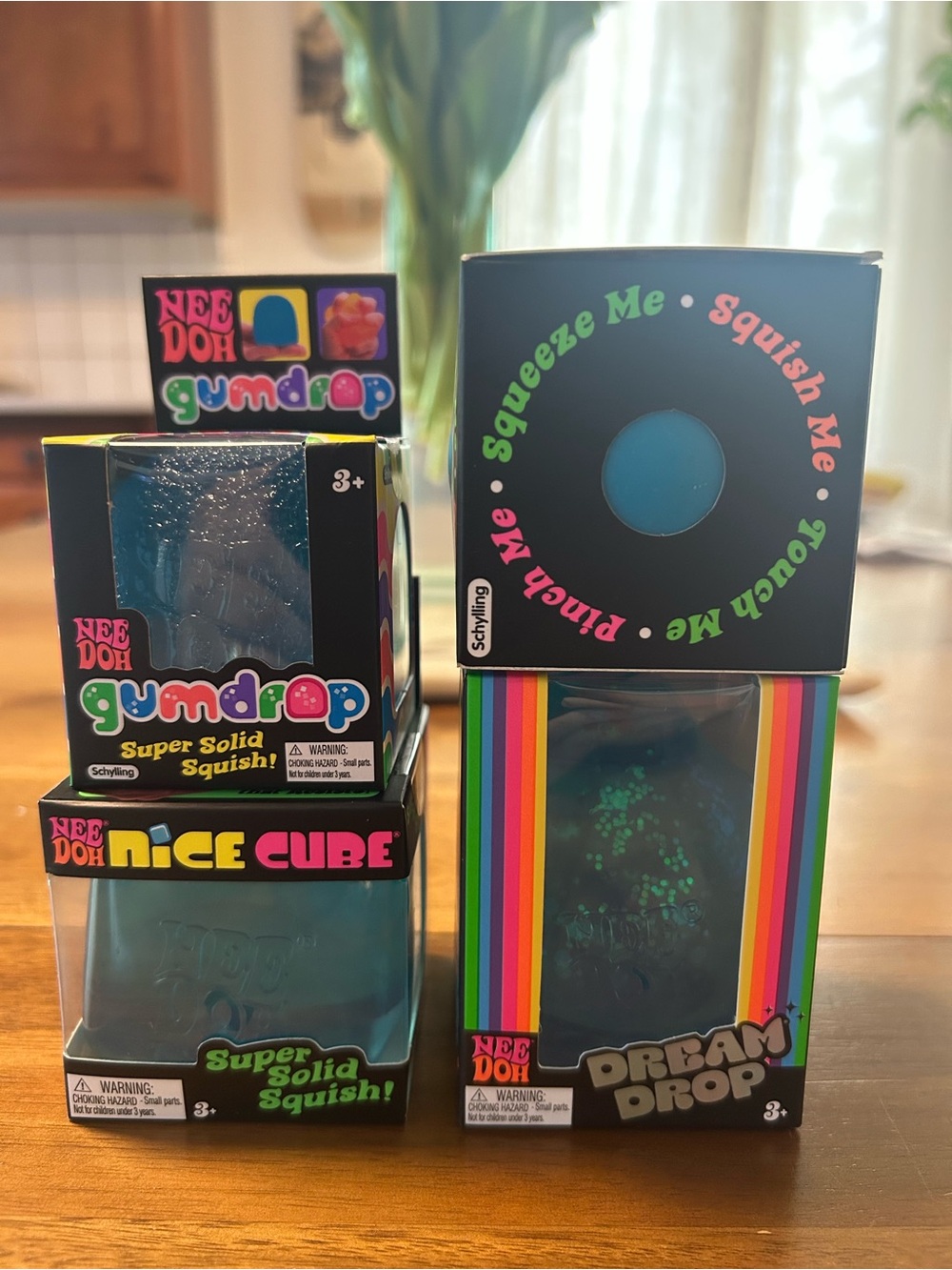 Nee Doh Gumdrop, Nice Cube and Dream Drop Blue Party Squish Toys -